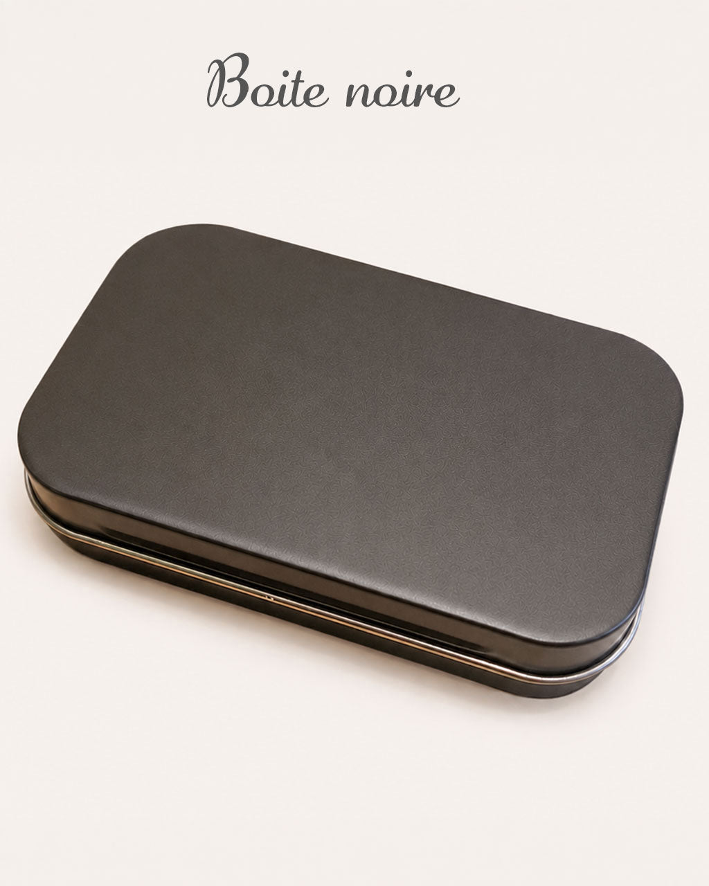 boite metallique noire chat turquoise