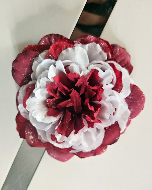 Fleurs cheveux pin-up rouge et blanc - 1