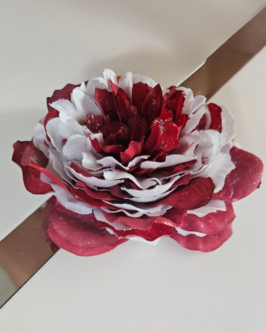 Fleurs cheveux pin-up rouge et blanc - 2