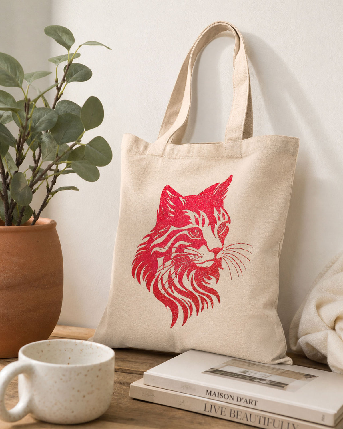 Tote bag personnalisable motif chat - 1