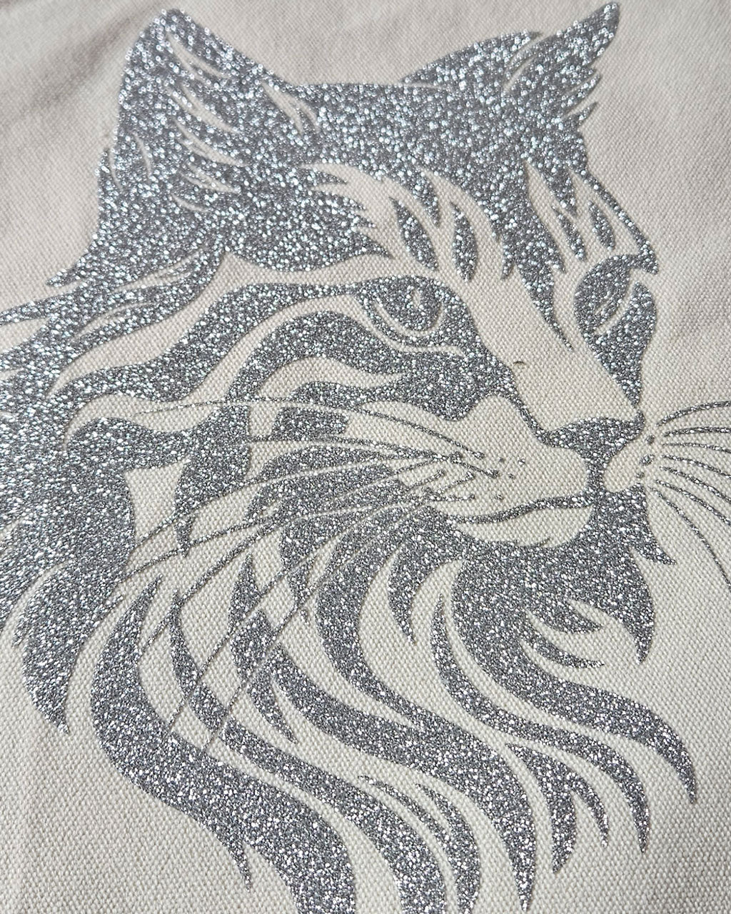 tote bag chat gris pailleté