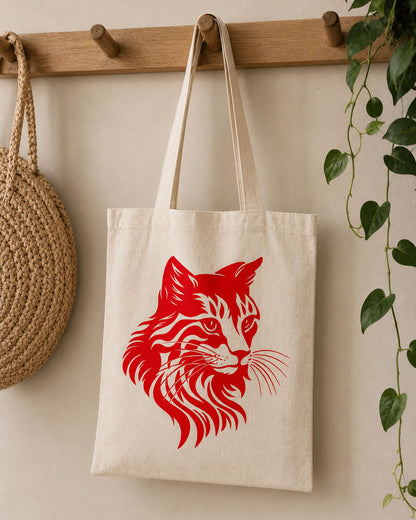 Tote bag chat rouge