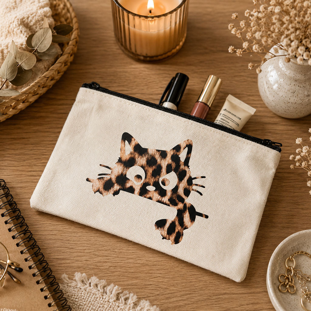 trousse chat motif leopard