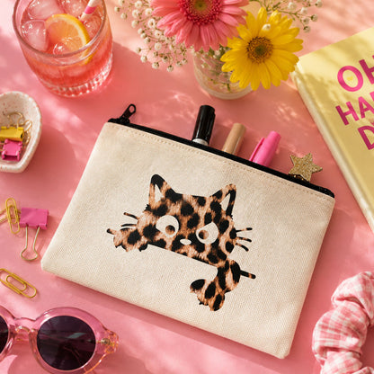 trousse chat motif leopard