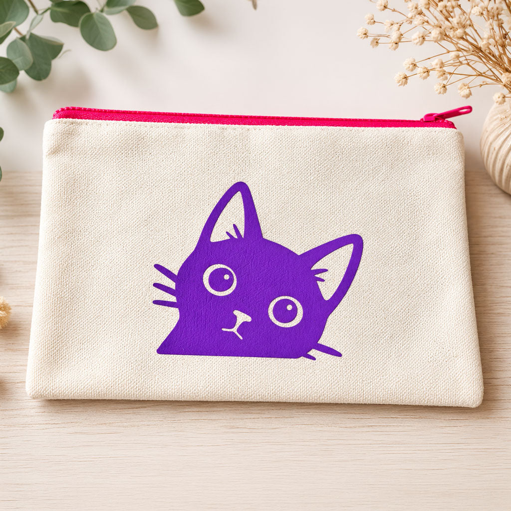 Trousse motif chat violet