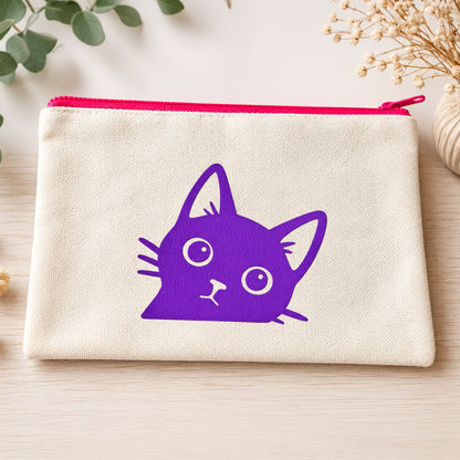 Trousse motif chat violet